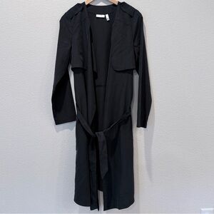 Leith Black M Modal Drape Trench Duster Minimalist Quiet Luxury Capsule Wardrobe